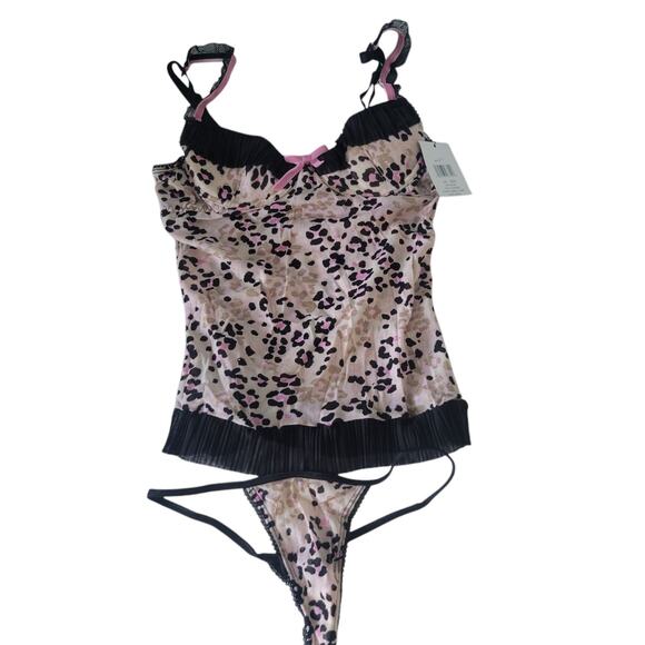 New Vintage Y2K Rampage Cami Panty Set Animal Print Sexy Coquette 34A Small - Picture 1 of 16